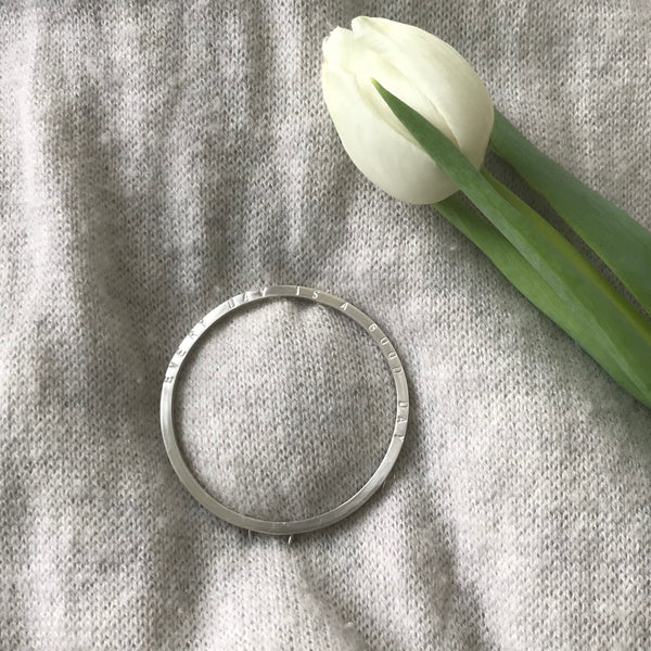 'Every day is a good day' - silver round brooch