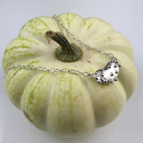 "Morning Dew' - Silver bean shaped pendant with silver droplets