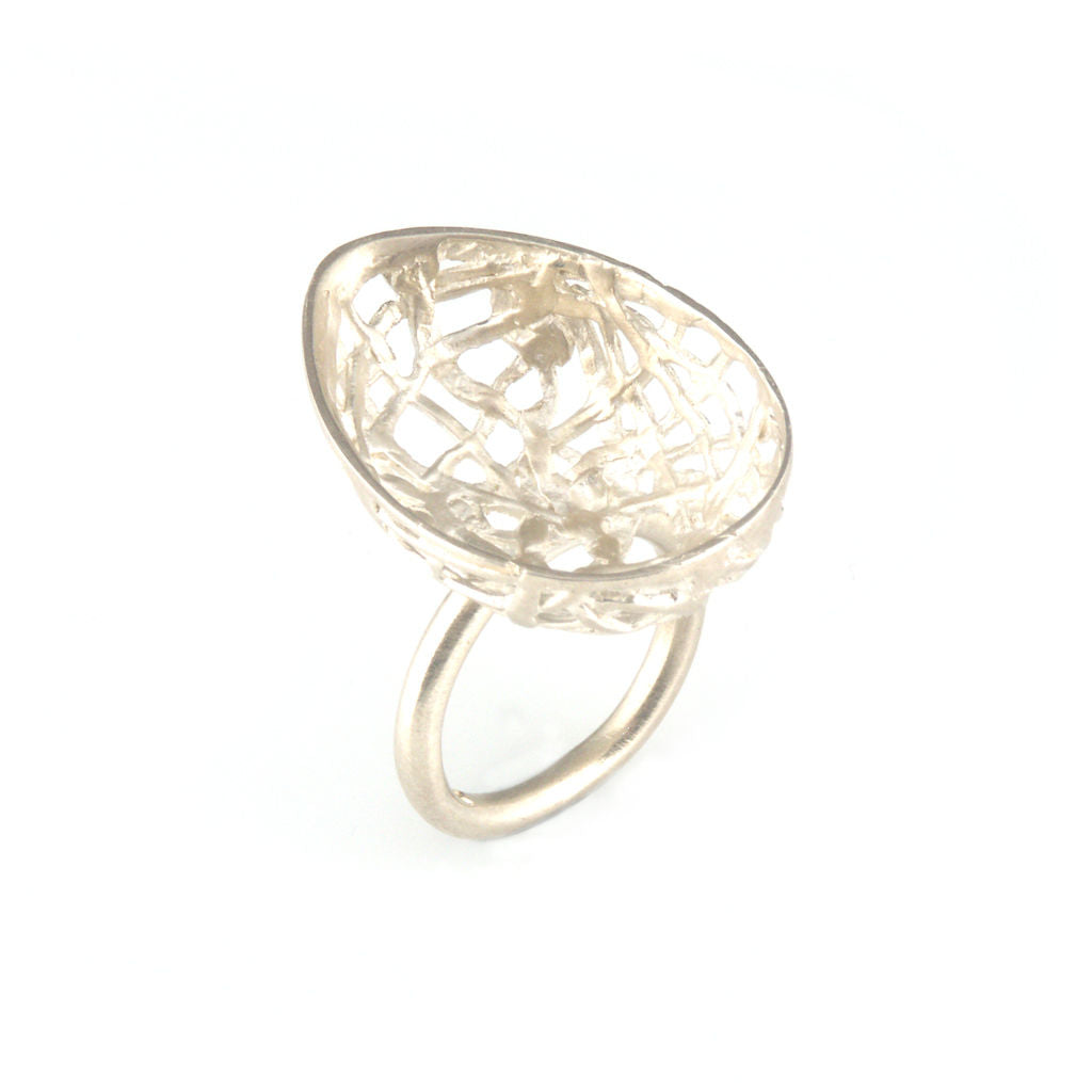 'Best Before' - 3cm matt silver egg ring