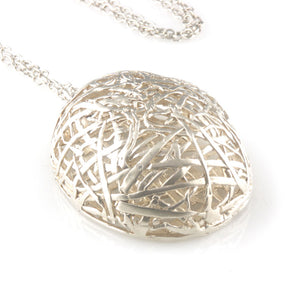 'Best Before' - silver big egg necklace with diamond