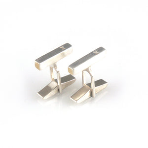 'X collection' - silver cufflinks with words 'X'