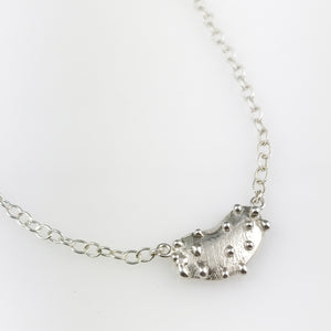 "Morning Dew' - Silver bean shaped pendant with silver droplets