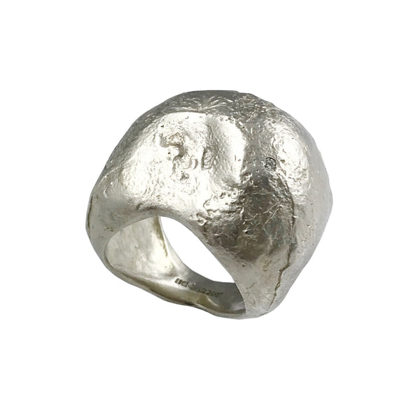'Stone Magic' - big stone shaped silver ring with diamond