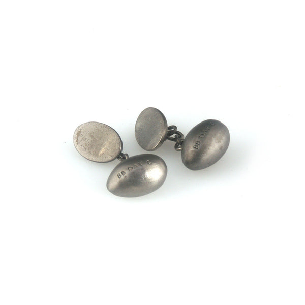 'Best Before' -  1.5cm black silver egg cufflinks