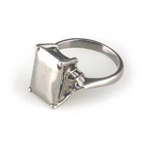 'Diamond Temptation' -  small black emerald cut diamond shaped silver ring