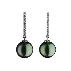 'Pearl Wonder' - white gold earrings with black tahitian pearls and diamonds