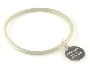 'Every day is a good day' - silicon rubber bangle with silver disc