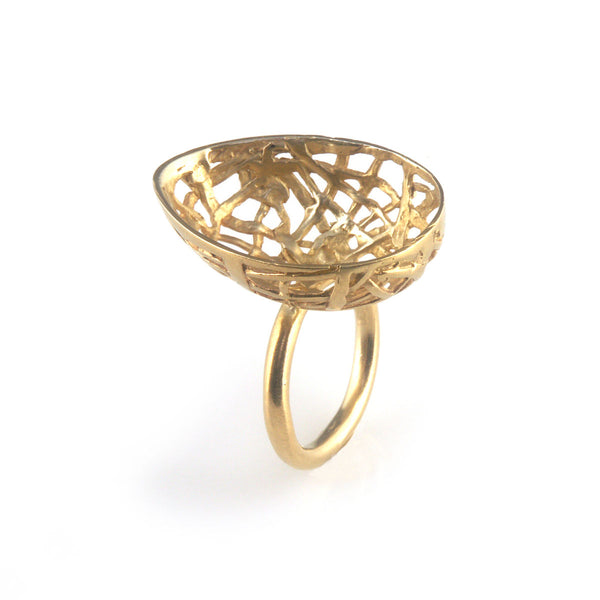 'Best Before' - 3cm gold plated silver egg ring