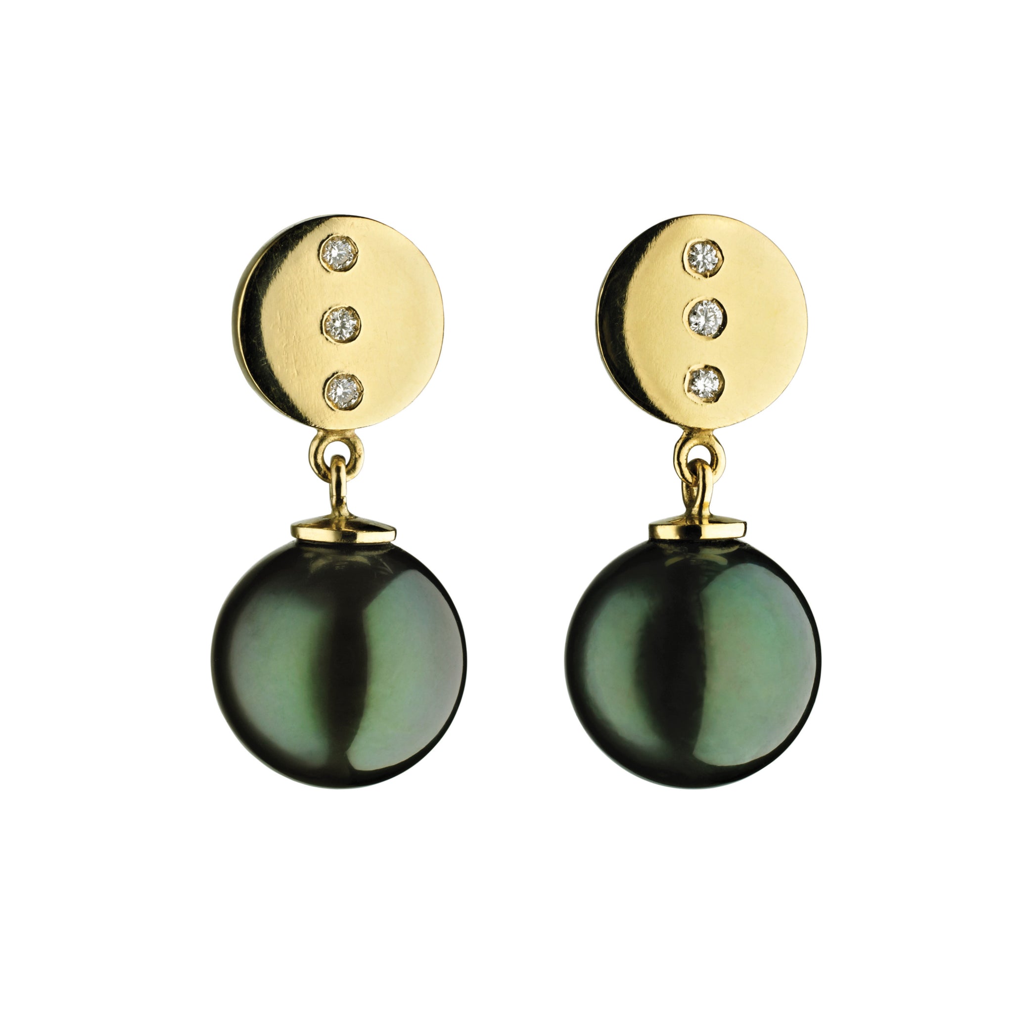 'Pearl Wonder' - Yellow gold earrings with diamonds and Tahitian pearls