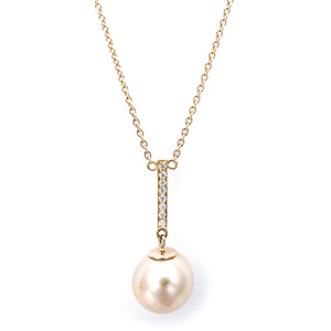 'Pearl Wonder' - Gold necklace with golden pearl and diamonds