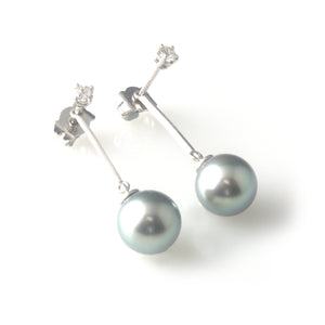 'Pearl Wonder' - white gold earrings with diamond and detachable grey tahitian pearl drops