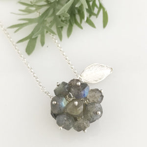 Labradorite cluster with silver leaf necklace