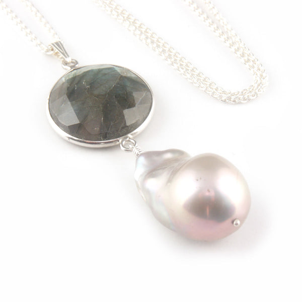 'Pearl Wonder' - labradorite with baroque pearl necklace