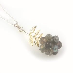 'Wearing Nature' - Labradorite cluster with gold leaf necklace