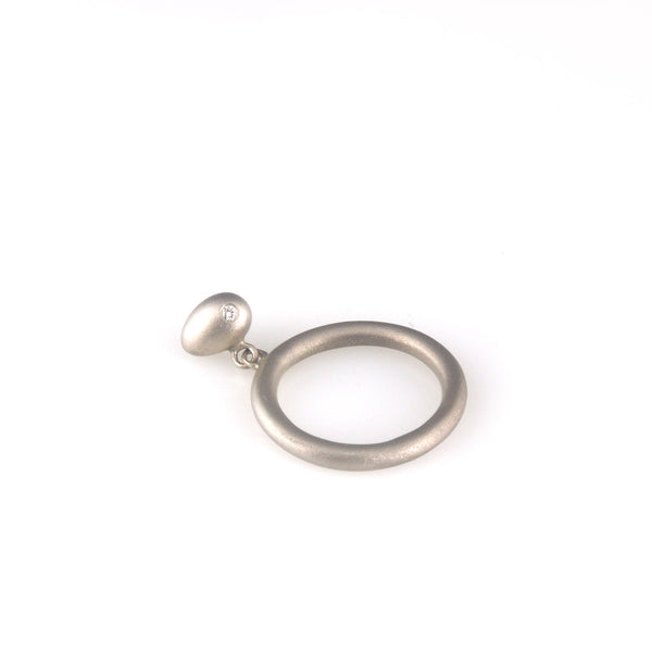 'Best Before' - 0.8cm matt silver movable whole egg ring with diamond