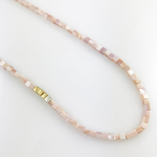 'Pearl Wonder' - pink square mother of pearls necklace