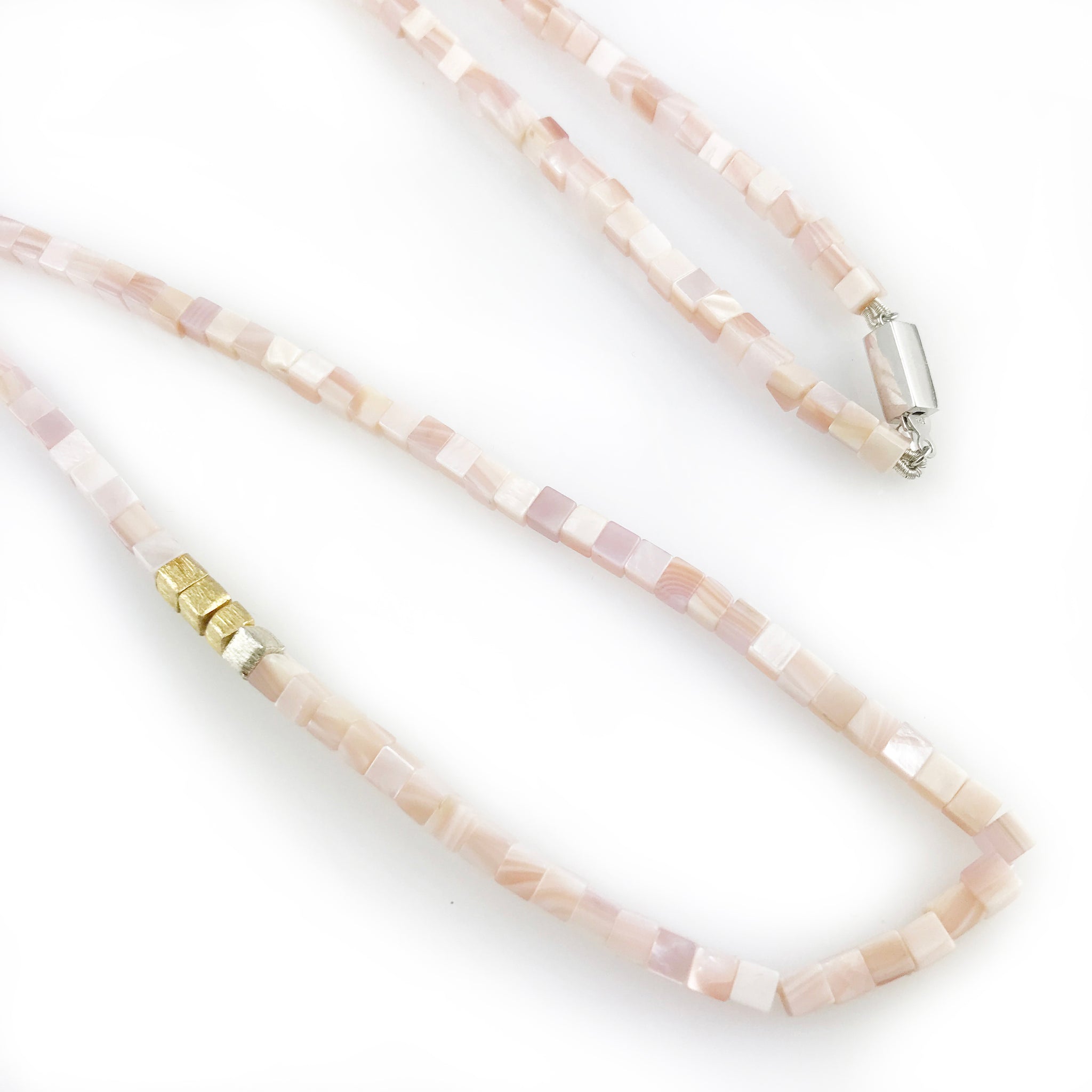 'Pearl Wonder' - pink square mother of pearls necklace