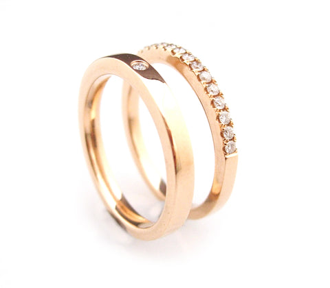 'Gem Amour' - 18ct Rose gold diamond rings ( wedding rings )