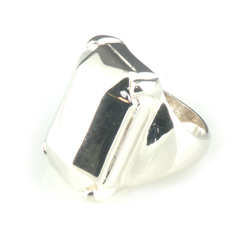 'Diamond Temptation' - big silver emerald cut diamond shaped ring
