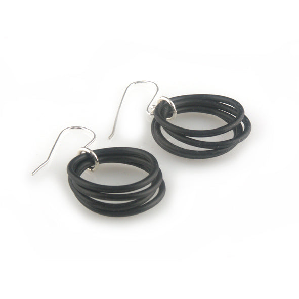 Black rubber ring earrings