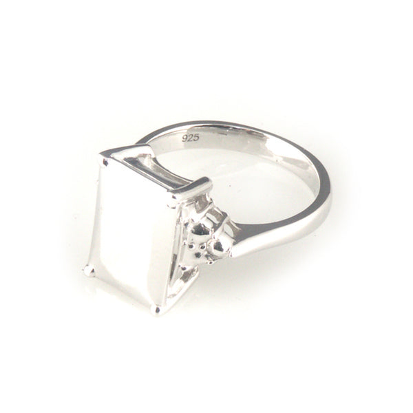 'Diamond Temptation' -  small emerald cut diamond shaped silver ring